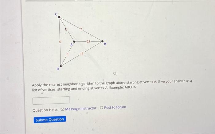 Solved Apply The Nearest Neighbor Algorithm To The Graph | Chegg.com