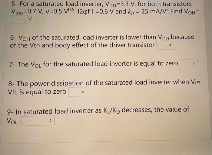 Solved Consider the inverter shown in the figure below, VoD | Chegg.com