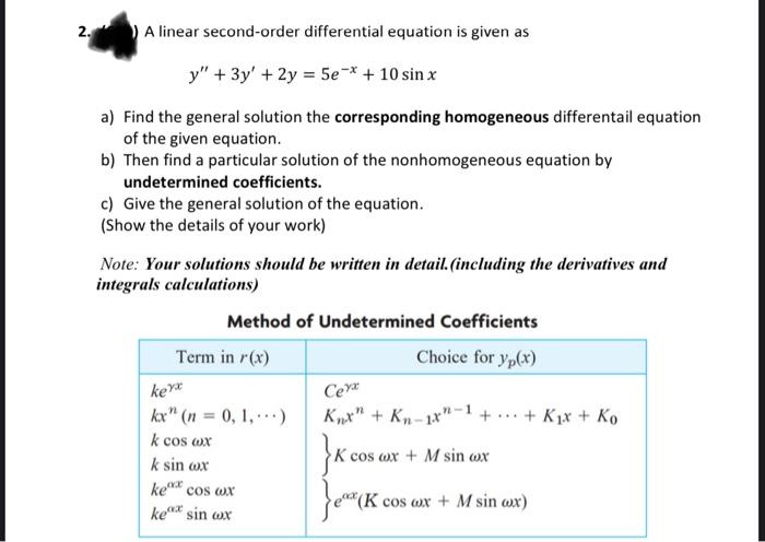 Solved A Linear Second-order Differential Equation Is Given | Chegg.com ...