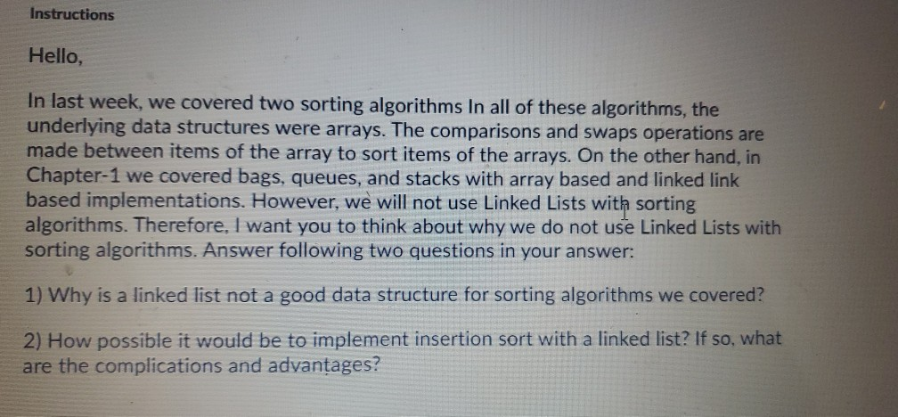Solved Instructions Hello, In last week, we covered two | Chegg.com