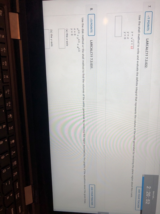 Solved - 1 POINTS LARCALC11 7.3.022. 2:20:52 Use the shell | Chegg.com