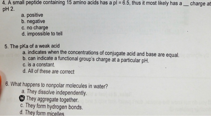 Solved 4. A small peptide containing 15 amino acids has a pl | Chegg.com