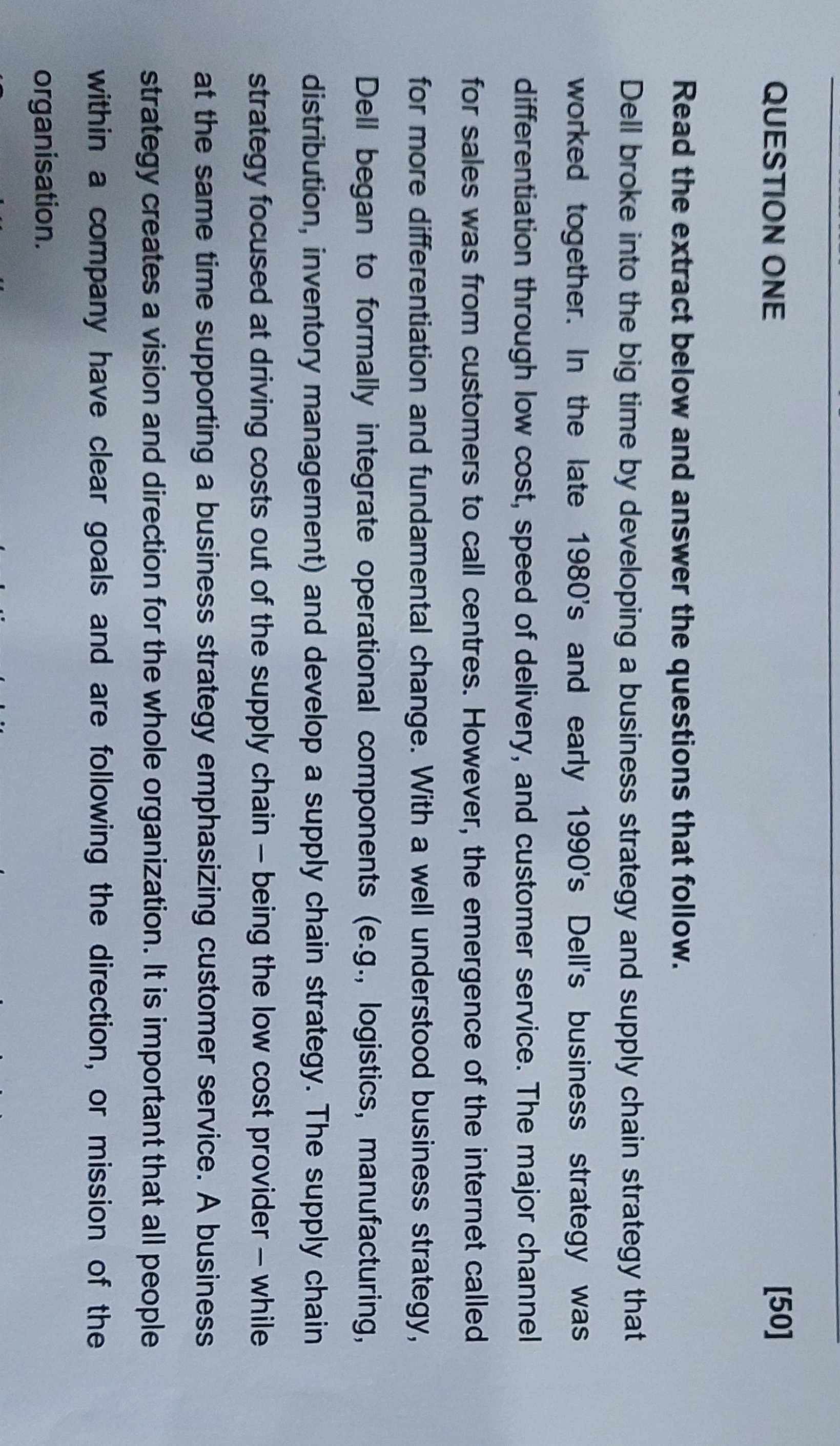 Solved QUESTION ONERead the extract below and answer the | Chegg.com