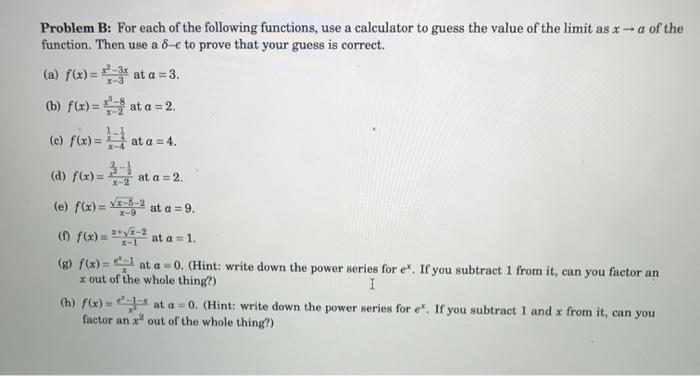 Solved Problem B: For each of the following functions, use a | Chegg.com