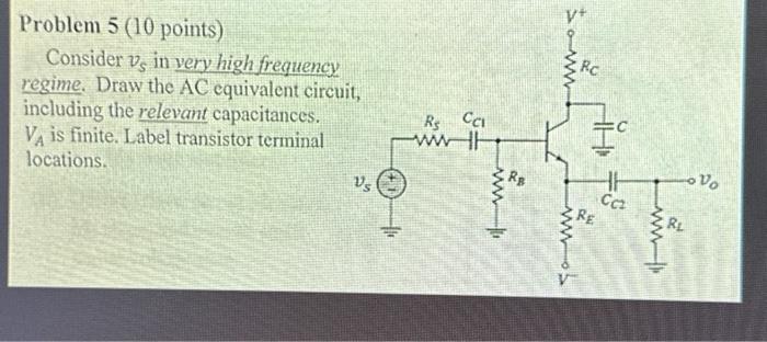 Solved Problem 5 (10 points) Consider ( v_{s} ) in very high | Chegg.com