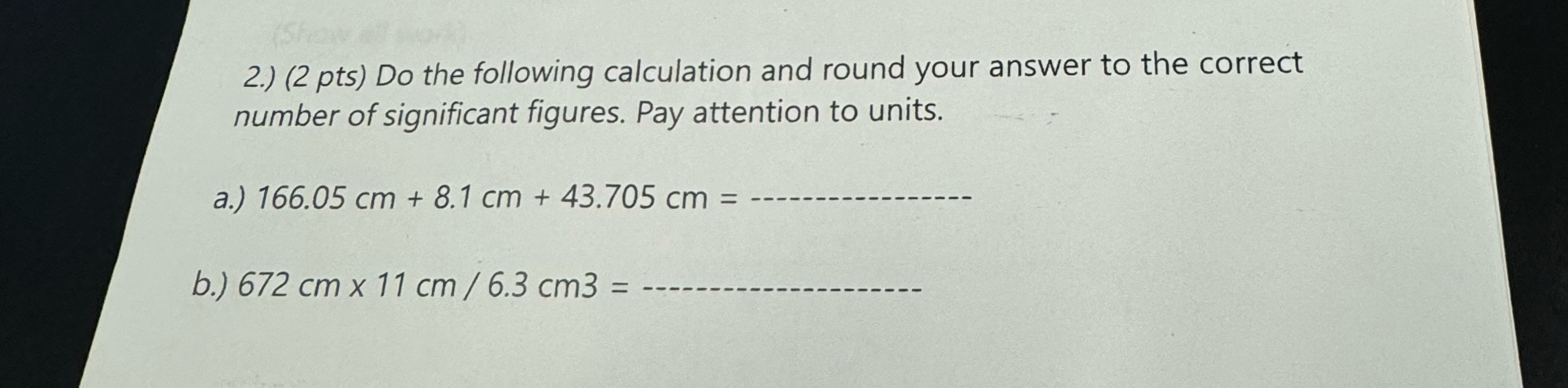Solved 2.) ﻿Do the following calculation and round your | Chegg.com