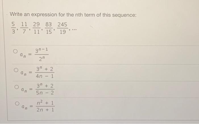 Solved Write an expression for the nth term of this | Chegg.com