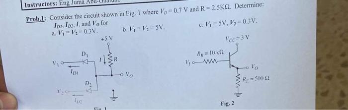 Solved Prob.1: Consider The Circuit Shown In Fig. 1 Where | Chegg.com