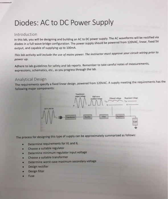 Diodes AC to DC Power Supply Introduction In this