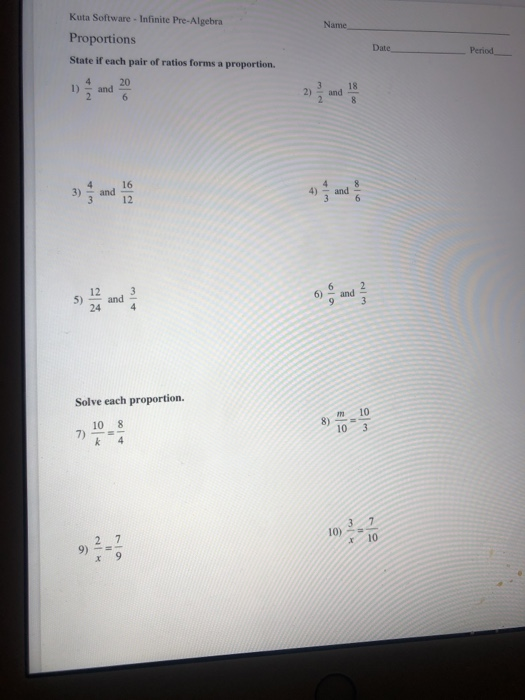 Solved Name Kuta Software Infinite PreAlgebra Proportions