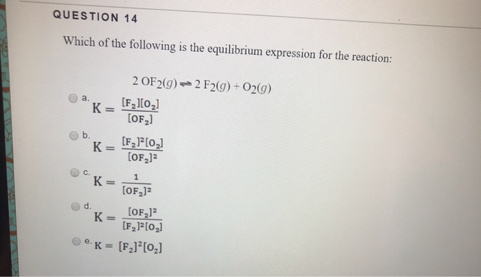 Solved Question 14 Which Of The Following Is The Equilibr Chegg Com