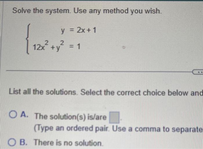 Solved Solve The System. Use Any Method You Wish. | Chegg.com