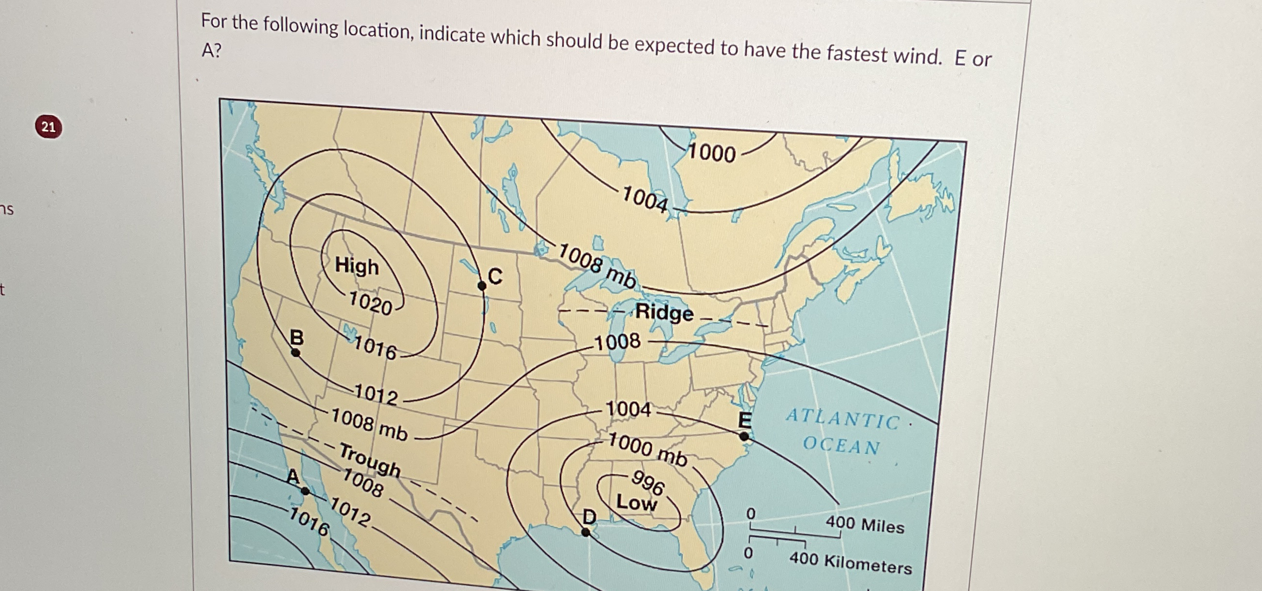 For the following location, indicate which should be | Chegg.com