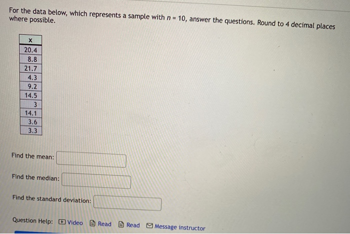 Solved Find the range and standard deviation. The table | Chegg.com