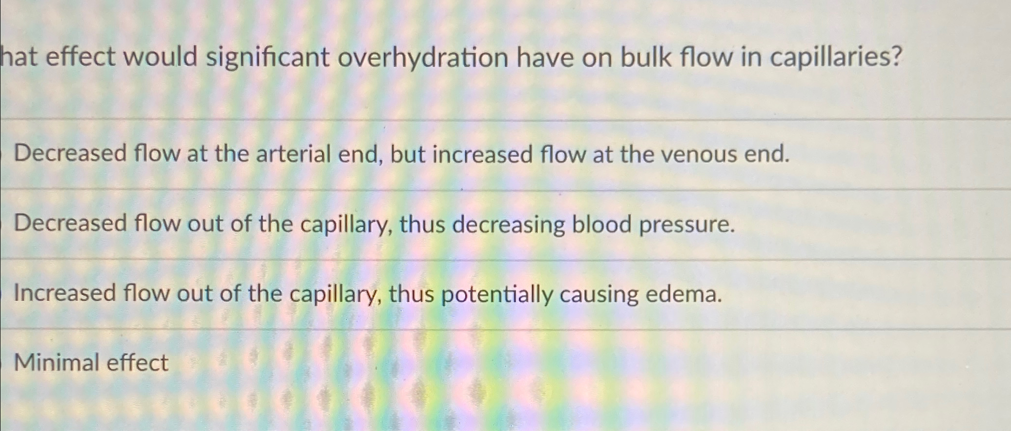 Solved hat effect would significant overhydration have on | Chegg.com
