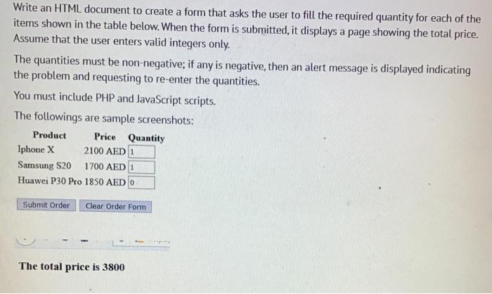Solved Write an HTML document to create a form that asks the | Chegg.com