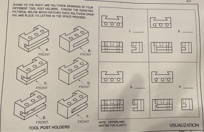 Solved SHOWN TO THE RIGHT ARE MULTIVIEW DRAWINGS OF FOUR | Chegg.com