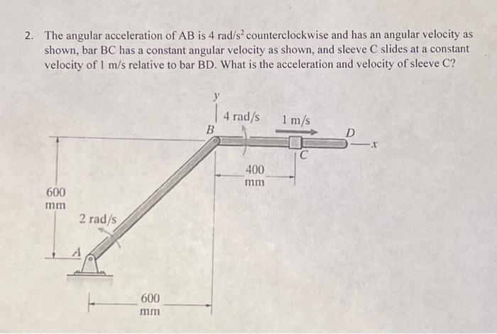 Solved 2. The angular acceleration of AB is 4rad/s2 | Chegg.com