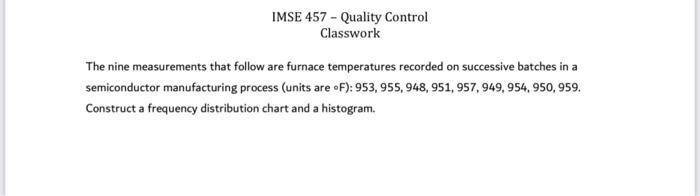 Solved The Nine Measurements That Follow Are Furnace | Chegg.com