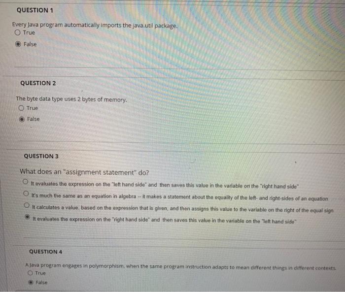 Solved QUESTION 1 Every Java program automatically imports | Chegg.com