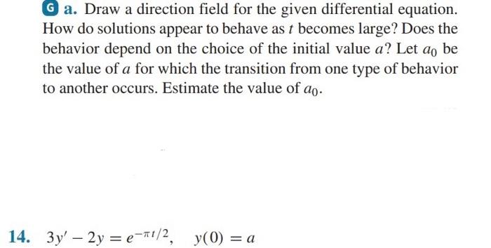 Solved G a. Draw a direction field for the given | Chegg.com