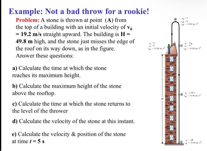 Solved Example: Not a bad throw for a rooki Problem: A stone | Chegg.com