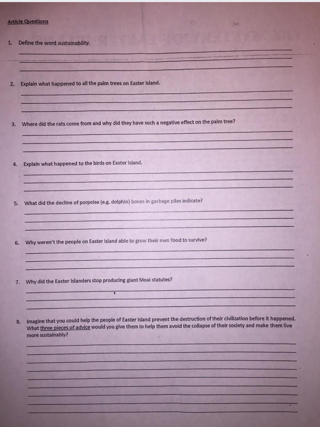 Solved Name Date THE MYSTERY OF EASTER ISLAND An Ecology