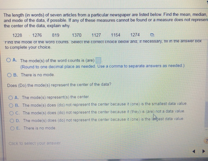 Solved The length (in words) of seven articles from a