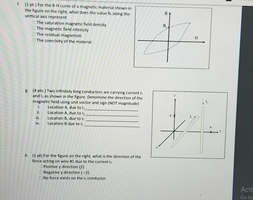 Solved B F. (1 Pt.) For The B-H Curve Of A Magnetic Material | Chegg.com