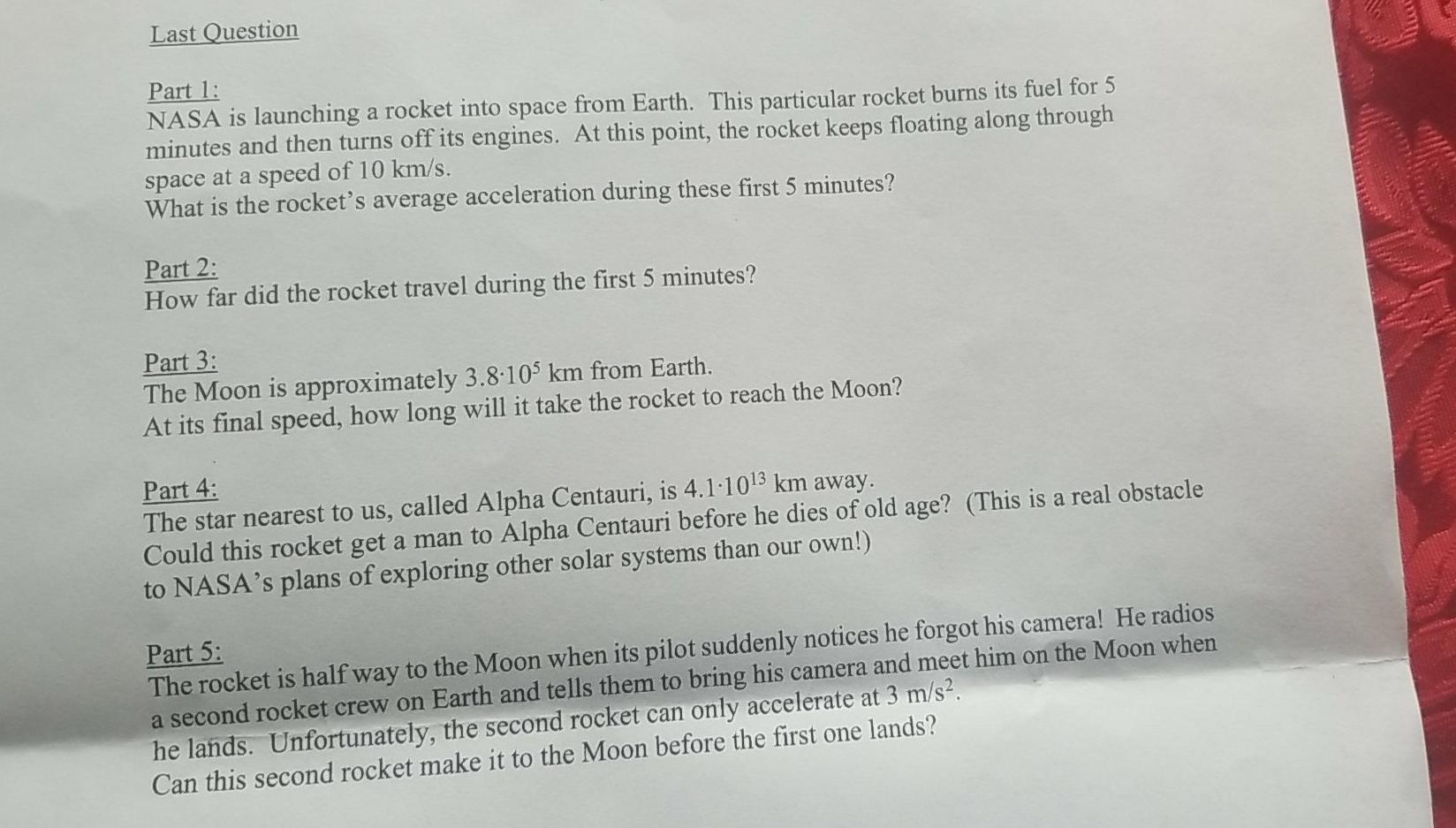 Solved Last Question Part 1 NASA is launching a rocket into