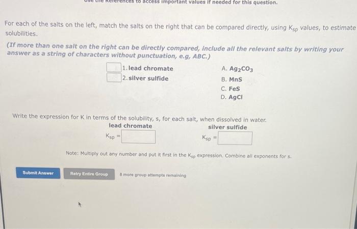 Solved For each of the salts on the left, match the salts on | Chegg.com