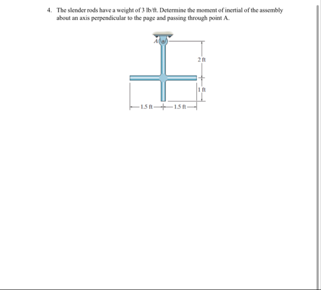 Solved The slender rods have a weight of 3lbft. ﻿Determine | Chegg.com