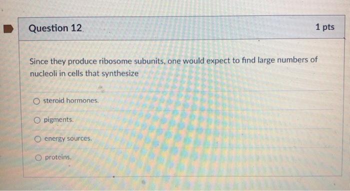 Solved Question 12 1 pts Since they produce ribosome | Chegg.com