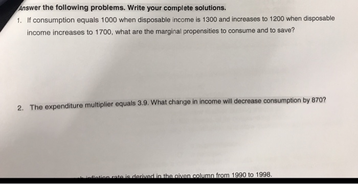 solved choicesdecrease income Images High Quality... Solved Answer the following problems. Write your complete | Chegg.com
