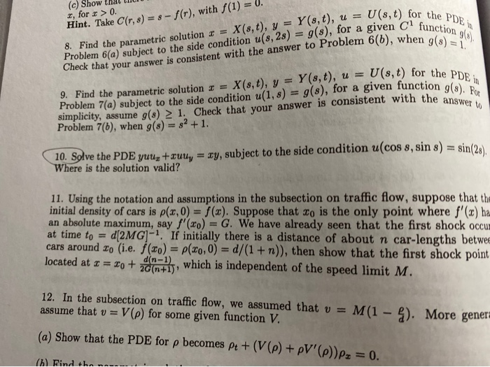 Solved C Show That It S T For The Pde Cl Function Gl Chegg Com