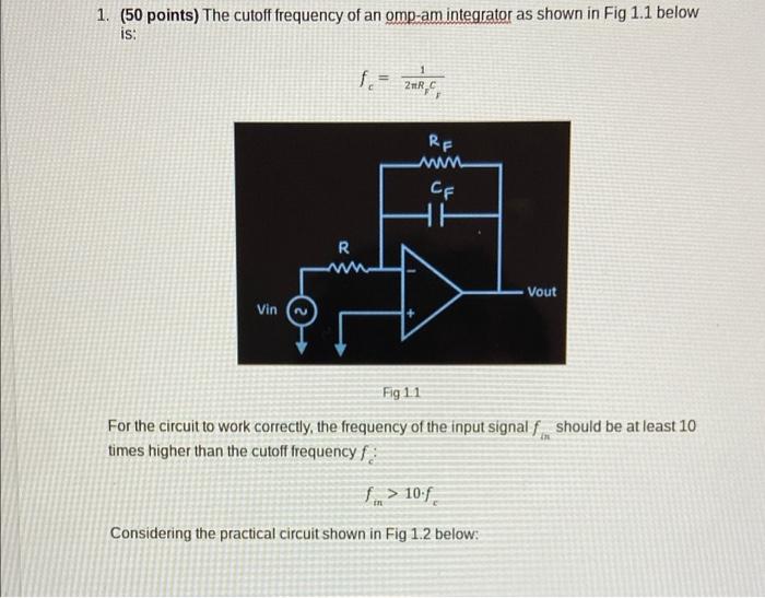1. [50 points] Given the RF circuit shown below