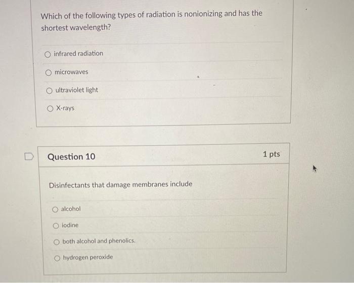 Solved Which of the following types of radiation is