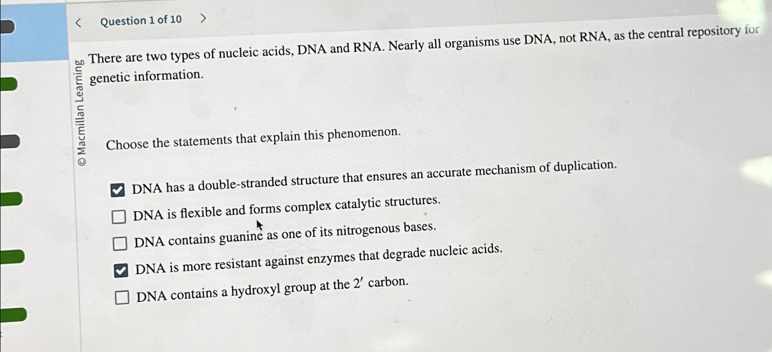 Solved Question 1 ﻿of 1020 ﻿There are two types of nucleic