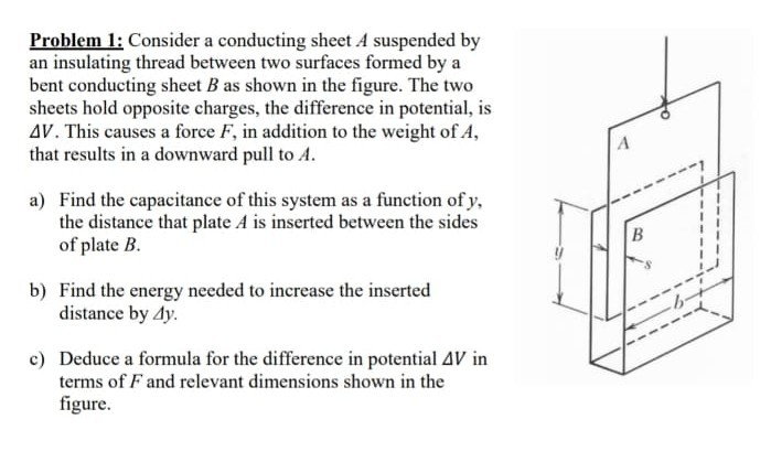Solved Problem 1: Consider a conducting sheet A suspended by | Chegg.com