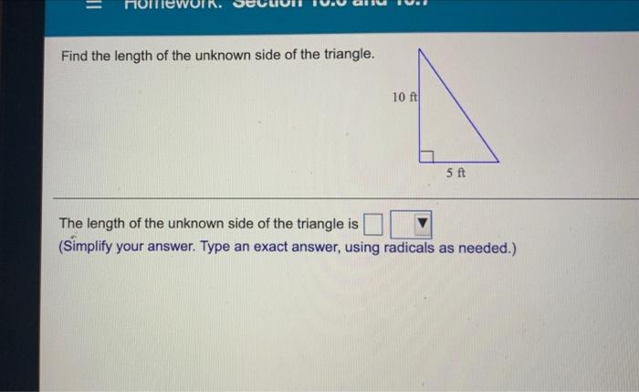 Solved Find The Length Of The Unknown Side Of The Triangle. | Chegg.com