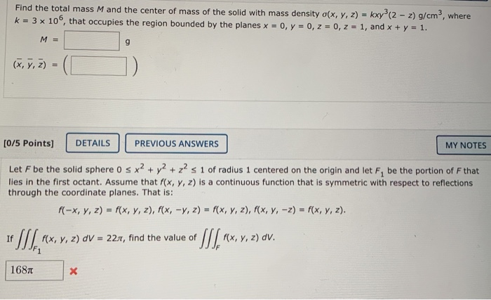 Solved Find the total mass M and the center of mass of the | Chegg.com