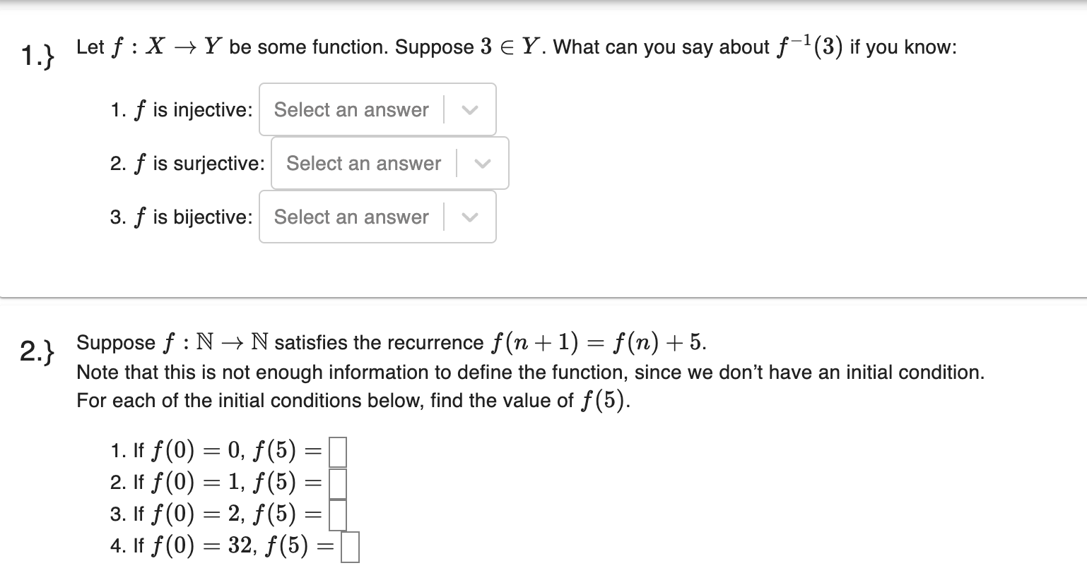 Solved 1.) ﻿Let f:x→Y ﻿be some function. Suppose 3inY. What | Chegg.com