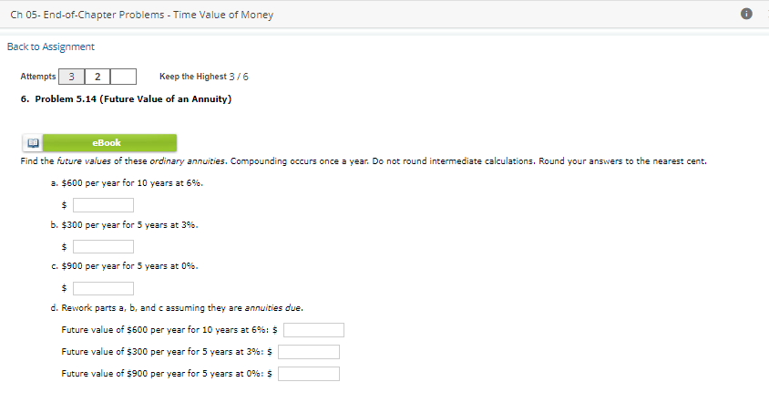 Annuity Problem Generator Solved Problem 5.14 (Future Value of an Annuity)eBookFind | Chegg.com