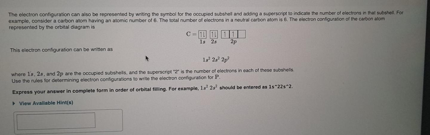 Solved The electron configuration can also be represented by | Chegg.com