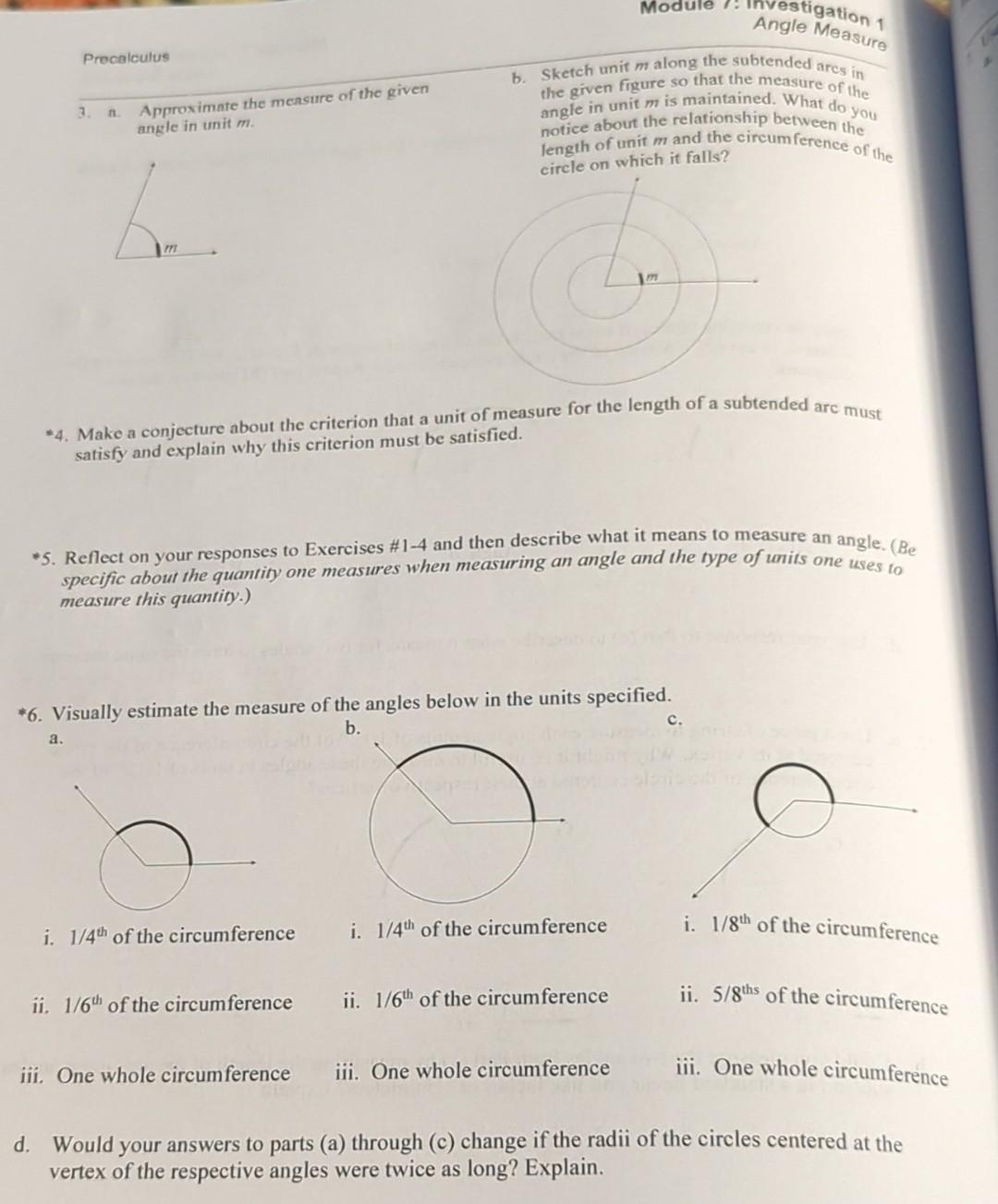 3. a. Approximate the measure of the given angle in | Chegg.com