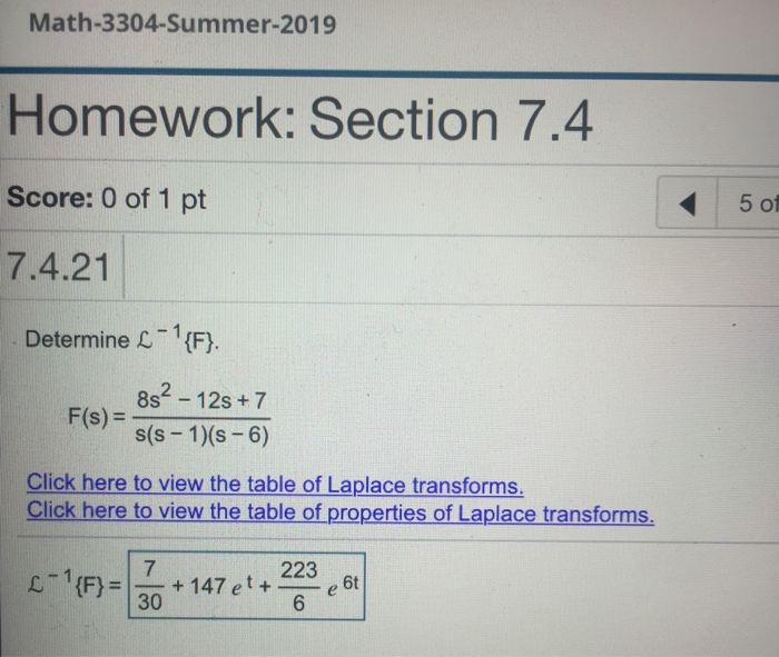 Solved Math-3304-Summer-2019 Homework: Section 7.4 5 Of | Chegg.com