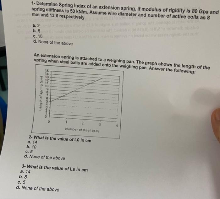 Solved 1- Determine Spring Index of an extension spring, if | Chegg.com