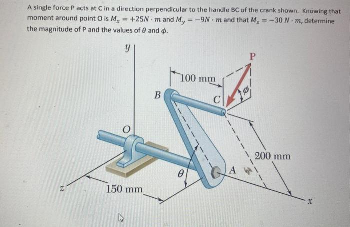 Solved A single force P acts at C in a direction Chegg