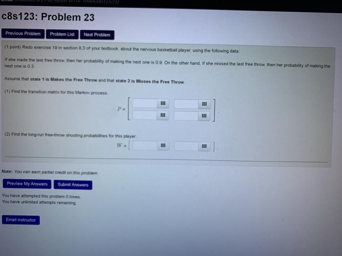 Solved c8s123: Problem 23 Problem List Previous Problem Nest | Chegg.com