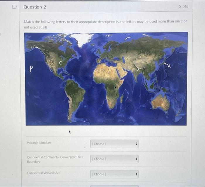 Solved Question 2 5 pts Match the following letters to their | Chegg.com